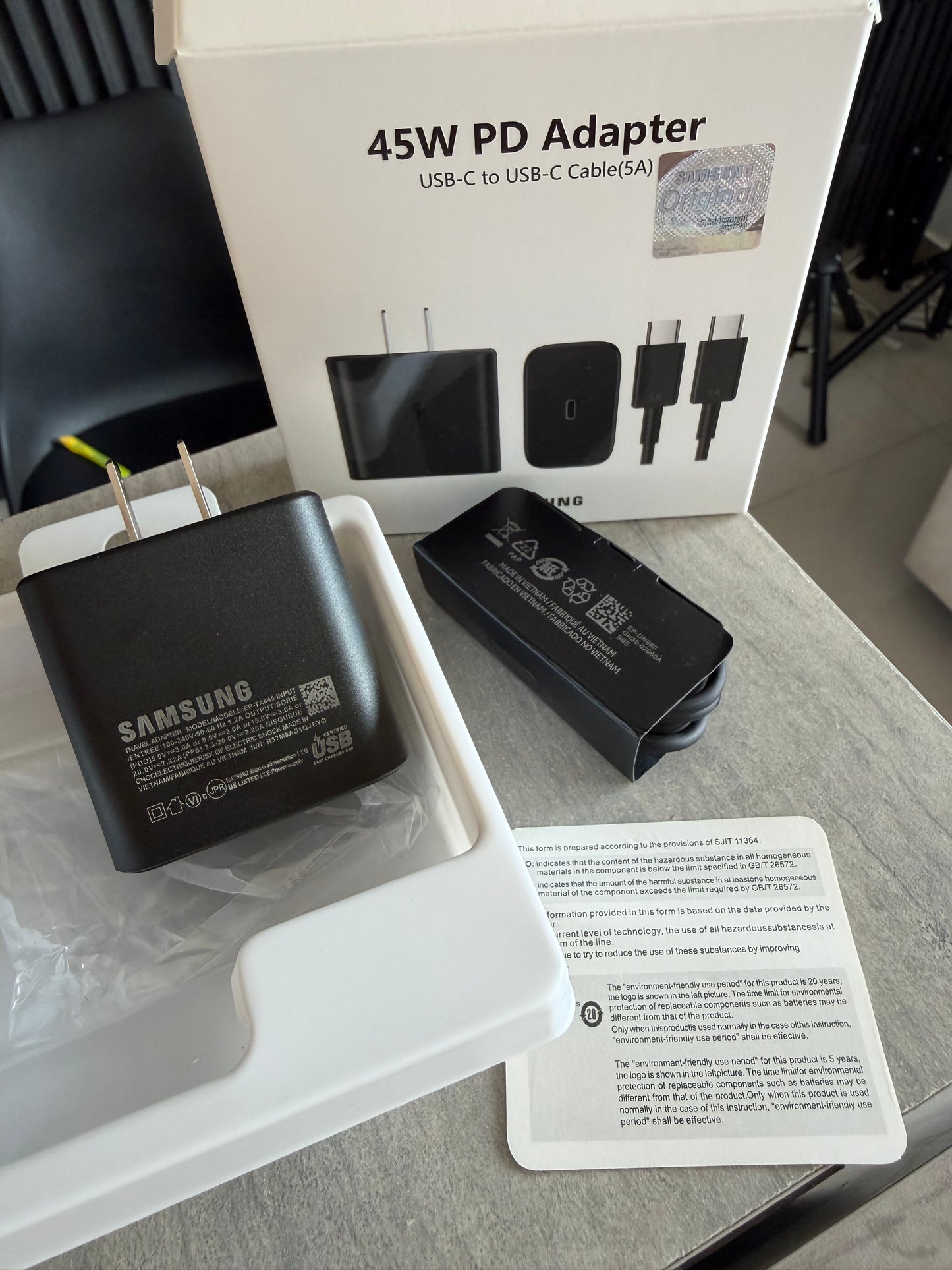 Cargador Rápido Samsung 45W Original – Potencia Máxima ⚡
