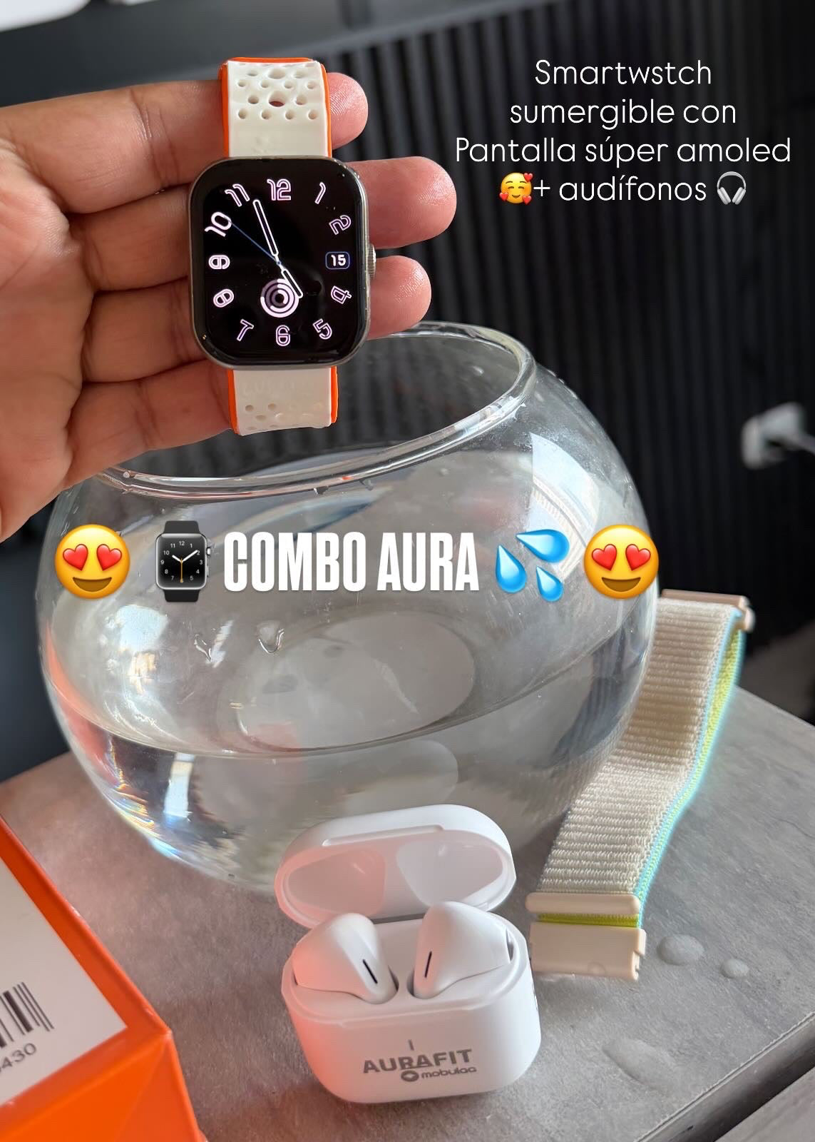 Combo Aura (Smartwatch sumergible 💦 + Audífonos 🎧 )